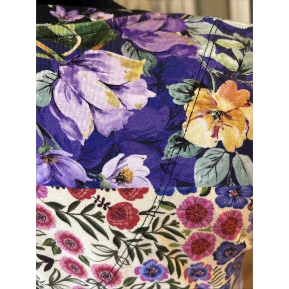 JOHNNY WAS LA Floral Patchwork Print Viscose Bamboo/Spandex Stretch Tee S loose - Picture 9 of 16